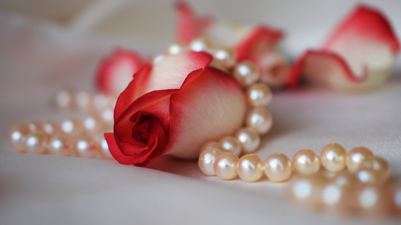 rose, pearls, wedding